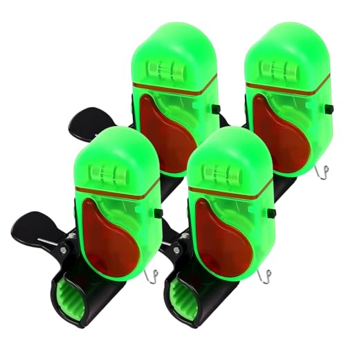 Fishing Bite Alarm with LED Light, 2025 New Fish Bite Alarm Sound Bite Alert Bell with LED Lights, Sensitive Electronic Fishing Alarms Indicator for All Fishing Poles (4PCS)(4PCS)