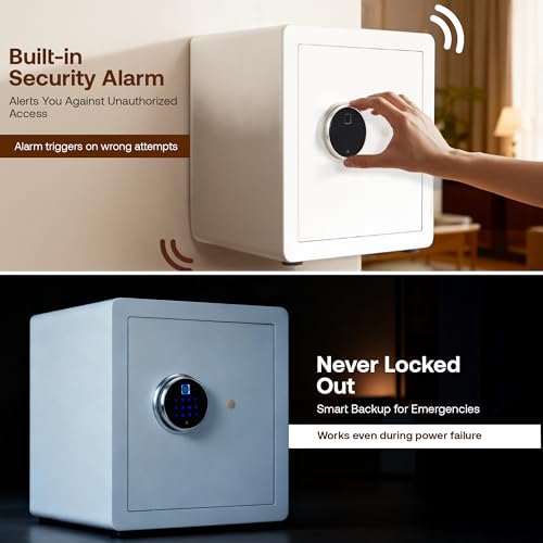 Image of BonKaso 43L Smart Security Safe | Fingerprint PIN Key Access | Adjustable Shelves | Heavy-Duty Metal | Built-in Alarm | Home Office Storage Safe