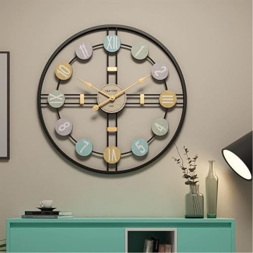 Image of Arabs Morden Metal & Wooden Wall Clock for Living Room Bedroom Office Kitchen Stylish Wall Clock for Home and Hall Designer Big Size Modern (Black, 50 CM)
