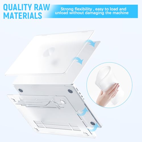 Image of ZORBES Case Cover Compatible with 2026 MacBook Neo A3404, 13 inch Transparent MacBook Neo Cover with Folding Desk Stand, Precise Cutouts & Ventilated Design, Slim Hard Shell Laptop Case, Matte White