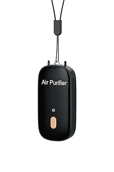 OxyHola Wearable Air Purifier | Portable Hanging Neck Air Purifier | Portable Personal Device | No Filter Needed | Tested | Removes 99.9% Air Pollutants PM2.5, PM0.01, PM10 | Black - image, photos