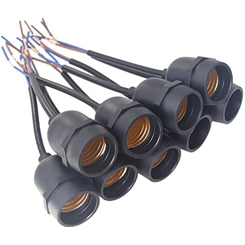 Rextin 5pcs E26 E27 Waterproof Medium Base Light Lamp Sockets Fully Sealed Rainproof Bulb Lamp Holder 250V 660W Cover
