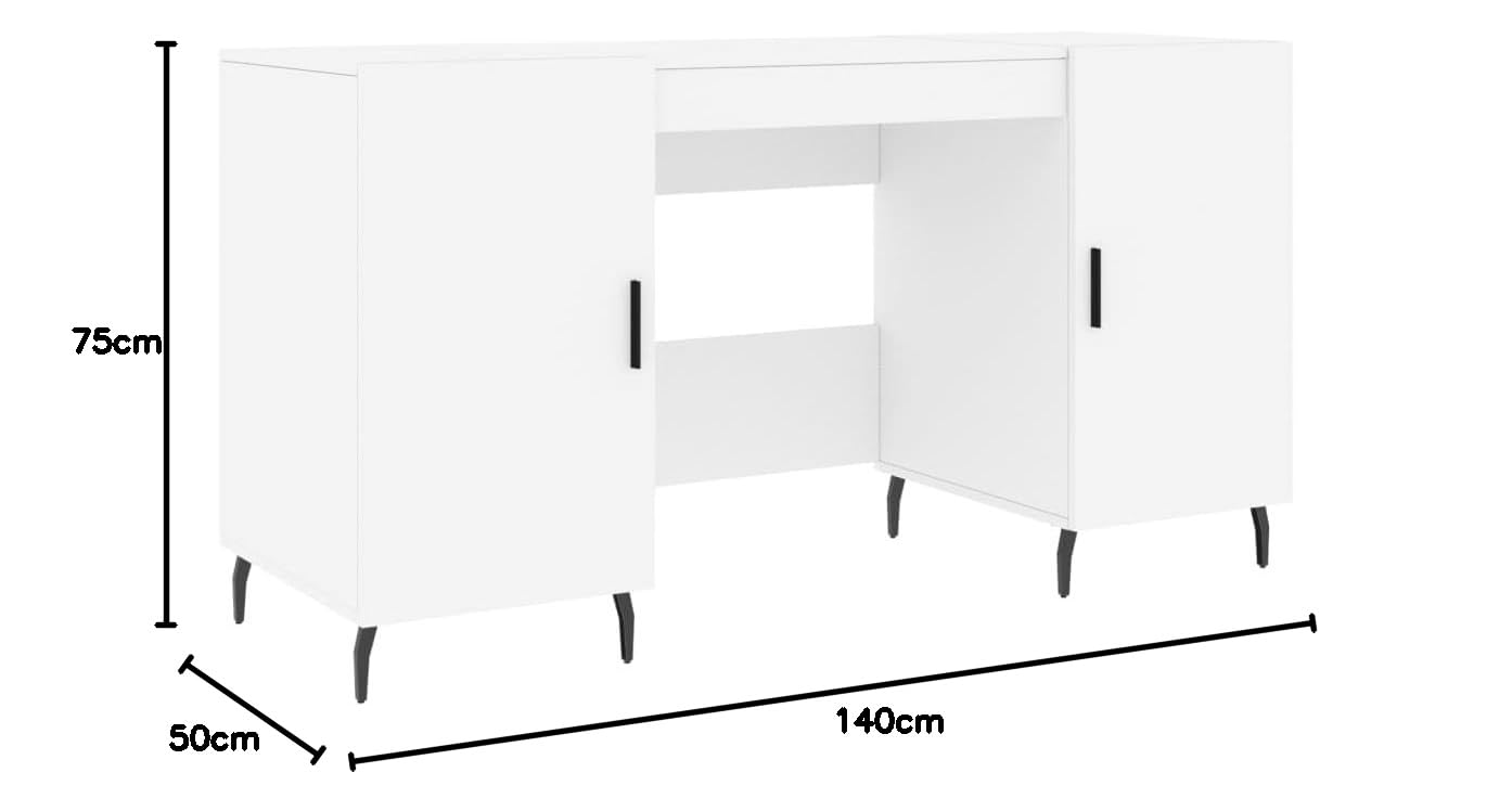 Scrivania Make Up Banco Da Lavoro Tavolo Gaming Tavolo Consolle Scrivania Bianca 140x50x75 cm in Legno Multistrato per Soggiorno Sala Studio Camera Da Letto Studio