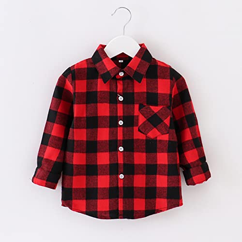 Kids Boys Flannel Button-Down Jacket Plaid Long Sleeve Collar Fall Lightweight Jacket Warm Collar Casual Coats2