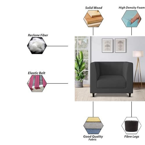 Image of BRAXTON - Floki 1 Seater Sofa Set for Living Room (Black Fabric) Premium Fabric Sofa