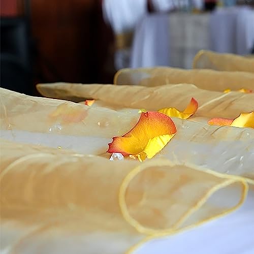 Miraise 10Pcs 12" X 108" / 30 X 275Cm Sheer Organza Roll Fabric Wedding Party Banquet Event Decor Chair Bows Table Runner Sash Decoration (Gold) #TOP6