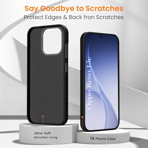 Image of Jkobi Rubberised Back Cover Case for Oppo Reno 15c (Textured Grip Design | Micro-Fiber Cloth Inside | Slim and Light Weight | Soft Touch and Feel)