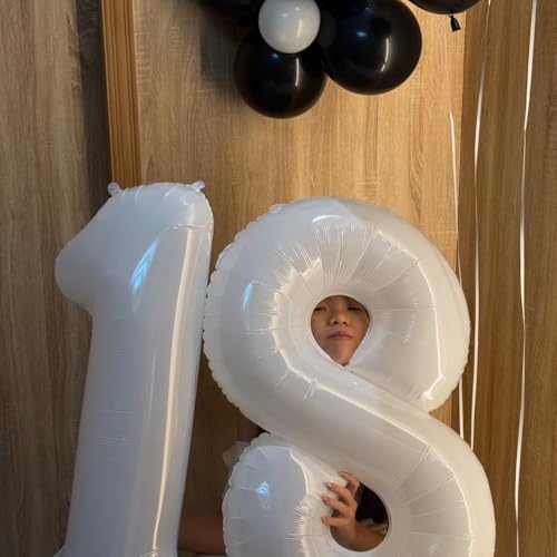 Image of 40 Inch White Number 7 Balloon Birthday Party Decorations for Men & Women | 40 Inch White inflatable foil number balloons, large birthday decorations for 7th birthday