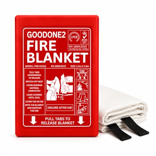 70 x 47 Fire Blanket for Kitchen & Home Emergency Fire Suppression Blanket Flame Retardant Reusable For Cooking Oil Electrical & Small Fires (Pack of 1)