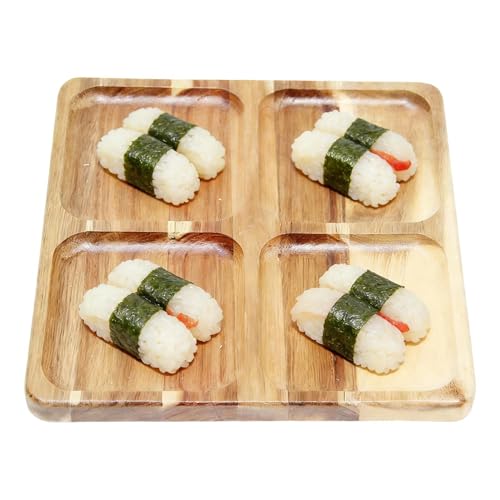Generisch Bandeja de servir dividida de madera, cuadrada, multipieza, de alimentos dividido, , bandeja para entrantes, sushi, aperitivos, postres, pasteles, servicio de madera reutilizable