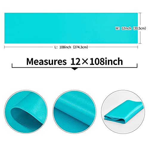 Pufogu 10-Pack Turquoise Satin Table Runner 12 X 108 Inch Long Bright And Smooth Silk Fabric Table Runner For Wedding Banquet Birthday Party Decoration #TOP3
