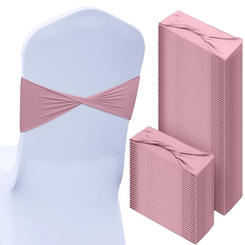 CHENGU 100 Pcs Spandex Chair Sashes Plain Bow Wedding Royal Chair...