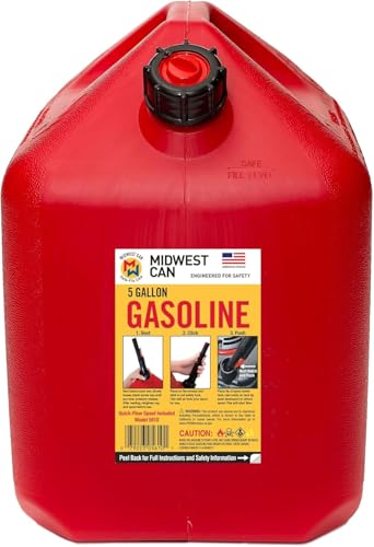 Midwest Can Company 5610 5 Gallon Gas Can Fuel Container Jugs w/Spout (2 Pack)