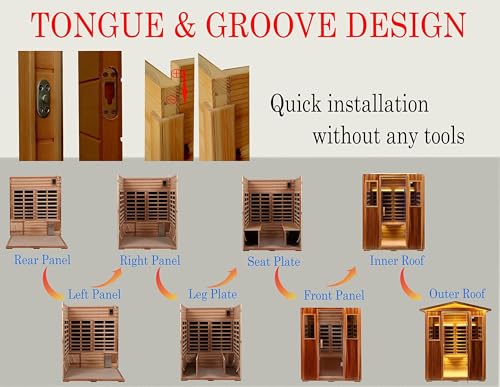 Image of LTCCDSS Ultra-Low EMF Outdoor Mahogany Sauna 4 Person Far Infrared Sauna for Home EMF Average 0.5 mG, Withstand Outdoor Temp -10℉-149℉ Chromotherapy, Bluetooth Speaker