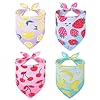 PUPTECK Summer Dog Bandana 4pcs Outfit Fruit Soft Costume Pet Triangle Bibs Scarf Pet Accessories Gifts for Small Medium Large Dog Cat Boy Girl Spring