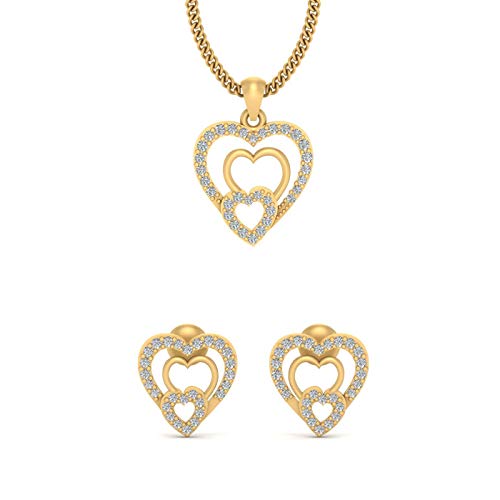 Pendientes de corazón triple de diamante para el amor eterno en oro amarillo nupcial