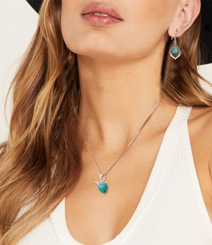 Heart Real Turquoise Necklace for Women 925 Sterling Silver Genuine Green Stone Pendant Jewelry for Her Wife Mom Sister Girlfriend2