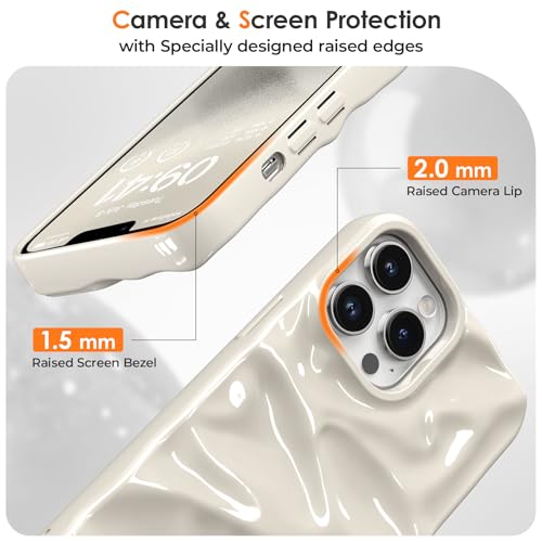 ZCDAYE Glossy Water Ripple Case for iPhone 13 Pro Max, White - image 4