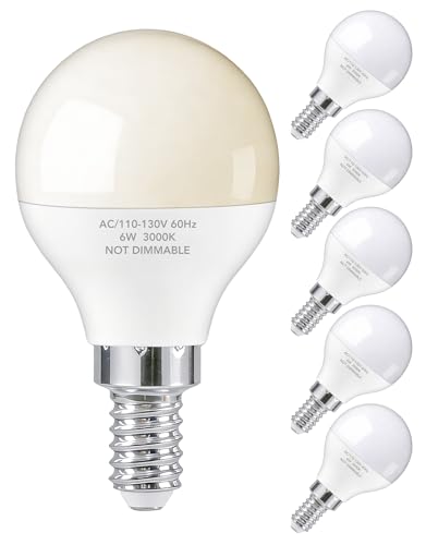 A15 E12 Small Base LED Light Bulbs 6W Non-dimmable 3000K Warm White 6 Pack
