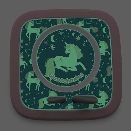 yabaduu Protective Film Compatible with Toniebox 2 Accessories Perfect Fit Self-Adhesive Protective Case with Anti-Scratch Design for Children Y015 (32 Unicorns, Glow in the Dark with Name)