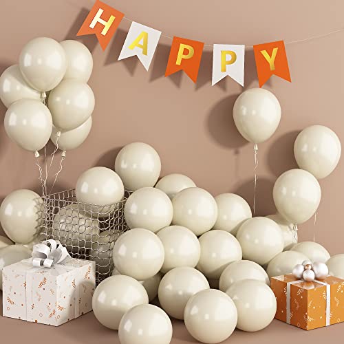 Lot de 50 petits ballons rétro en latex pour fête d'anniversaire, mariage, fête prénatale - 13 cm (blanc/blanc sable/crème mat)