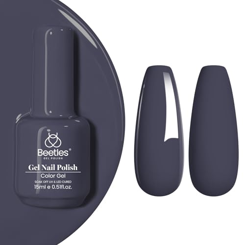 Image of Beetles Dark Grey Gel Polish - 15ML Crown Navy Blue Dark Gray Borealis Gel Polish Soak Off Nail Art Manicure Salon DIY Uv Lamp Fall Nail Design Decoration at Home