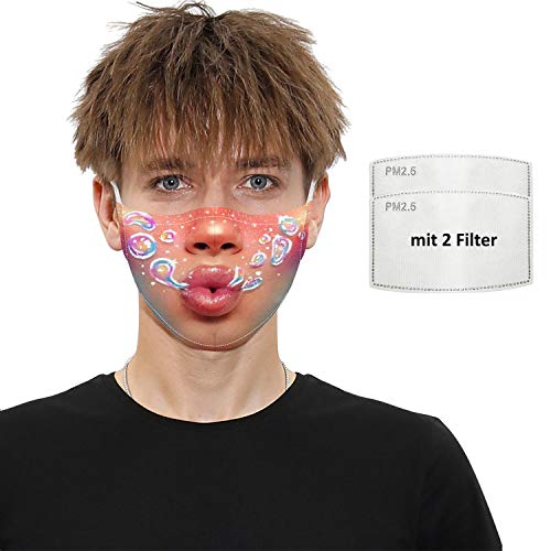 AIEOE Staubschutzmaske mit 2 Filter Cooler Mundschutz mit Motiv Waschbarer Staubschutz für Radfahren Gesichtsmaske - Gesicht 03