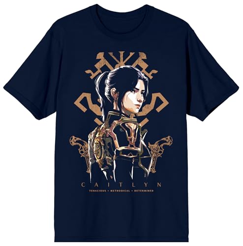 League of Legends Arcane Caitlyn Adult Navy Crew Neck Short Sleeve T-Shirt-Small