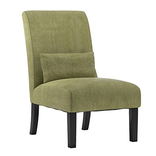 Roundhill Furniture Pisano Spring Green Fabric Armless Contemporary Accent Chair with Kidney Pillow