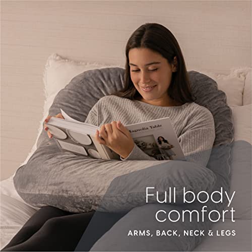 Milliard Pregnancy Pillow, Full Body Maternity Pillow - Memory Foam Comfort for Sleeping, Elevating Legs, Supporting Back and Belly, Side, Front & Stomach, Grey Removable Washable Cover