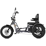 Meetone Tour Dual Motor Electric Tricycle for Adults (with Upgraded Folding Seat & an 15ah Extra Battery), 130Miles Full Suspension Electric Trike, 48V 30AH Dual Battery 20×4 Fat Tire AWD Etrike
