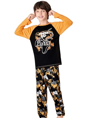 Image of Tebbis Boys Comfy Trendy Print Long Sleeve & Pants Pajama Set Sizes 6-18