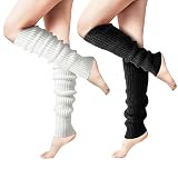 Clothirily Leg Warmers, 2 Pairs Knit Leg Warmers for Women 80s Long Socks