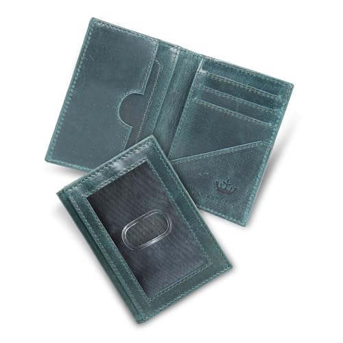 Image of Genuine Leather Bifold RFID Blocking Slim Stylish Credit Debit ATM Card Holder Wallet for Men Women (Pine Green)