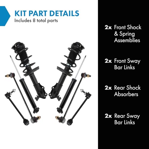 Image of TRQ Front and Rear Suspension Kit Complete Strut & Coil Spring Assembly Shock Absorber Sway Bar Stabilizer Link Compatible with 2018-2021 Chevrolet Equinox GMC Terrain