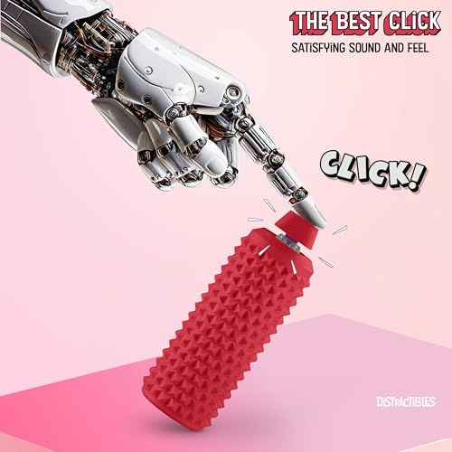 Image of Sensory Roller Fidget with Clicker, Tactile Spikes for Anxiety, Stress Relief, Pain Stim, Autism & Over Stimulation with Lanyard (RED)