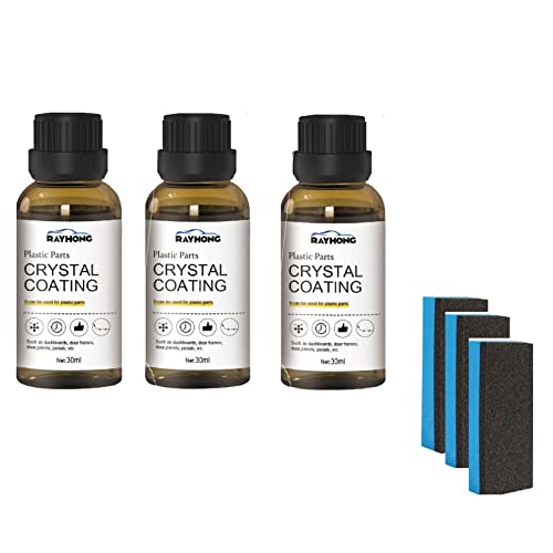 Amesor 3 P-lásticos para Automóviles, Renovador Pla-Sticos Coche, Agente Revestimiento Revitalizante P-lásticos para Automóviles,Agente Restauración Piezas con Esponja para Auto