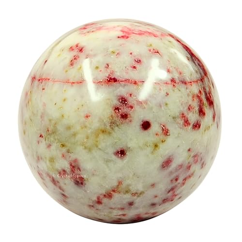 Image of Certified Cinnabarite Crystal Ball for Meditation - Premium Crystal Vastu Items for Home and Feng Shui Items for Good Luck - Ideal for Pooja Supplies and Spiritual Practices (1.5 inch Inch)