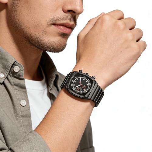 Image of CILOA Mens Watches Chronograph Stainless Steel Waterproof Date Analog Business Fashion Wristwatch for Men
