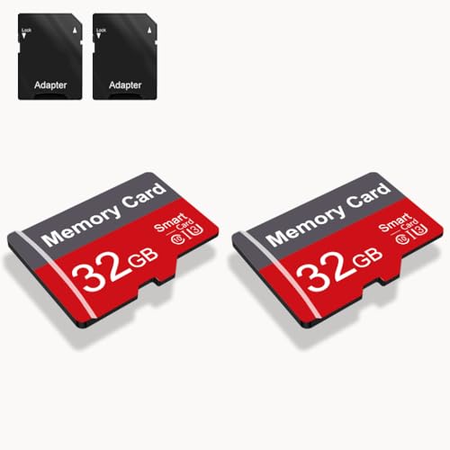 Paquete de 2 tarjetas de memoria de 32 GB con adaptador, tarjeta TF de alta velocidad, UHS-I C10 A1 tarjeta de memoria TF para tableta/teléfono móvil/cámara/audio de coche/consola de juegos (32, GB)