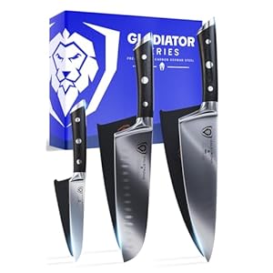 Dalstrong 3 Piece Knife Set – Gladiator Series Elite – Chef Essentials – Chef Knife, Santoku Knife, Paring Knife – G10 Handle – High Carbon German Steel – Sheaths Included – NSF Certified