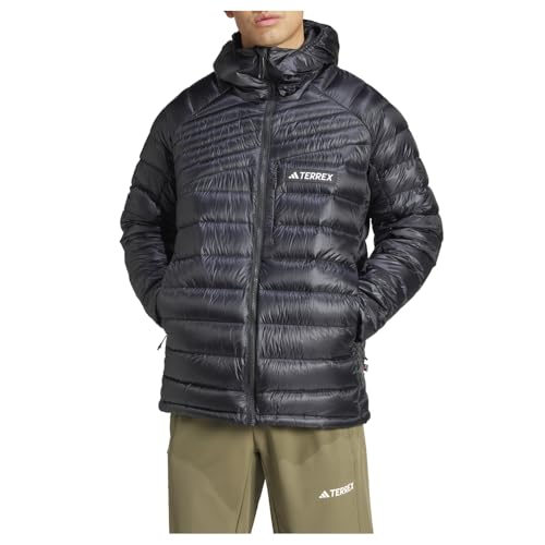 adidas Mens Terrex Xperior Cold.Rdy Down Hooded Jacket Hiking Athletic Outerwear Casual Lightweight - Black