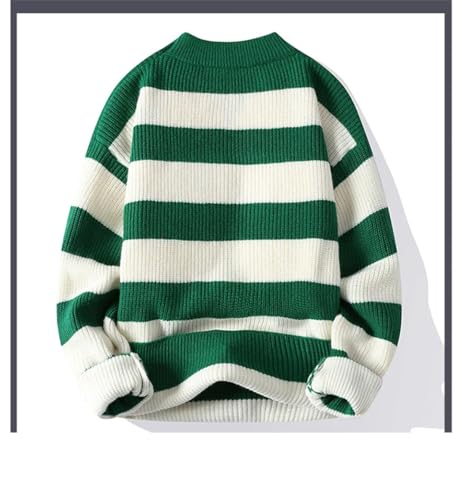 Mens Stripe Sweater Thickened Warm Crew Neck Pullovers Long Sleeves Bottoming Sweater Jumper2