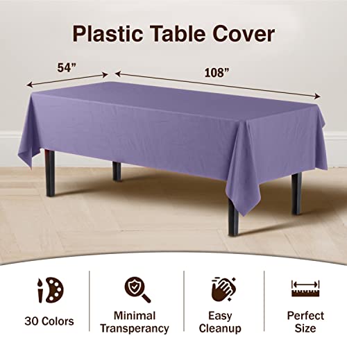 Image of Party Solids Lavender Rectangular Plastic Tablecloth - 54x108 Inch, Pack of 24