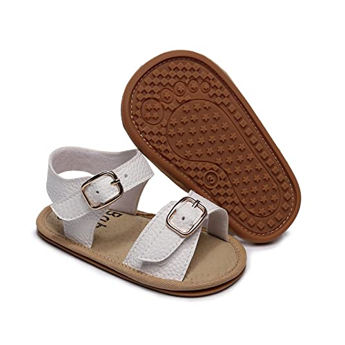 EnJoCho Boys Sneakers Infant Boys Girls Open Toe Solid Tassels Shoes First Walkers Shoes Summer Toddler Flat Sandals (White-c#whbf, 3-6 Months)2