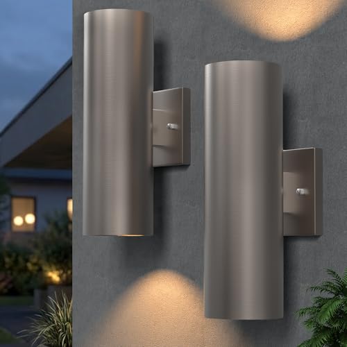 Lawyettle 7in Aluminum Up and Down LED Porch Light Super Bright 3000K, 2P
