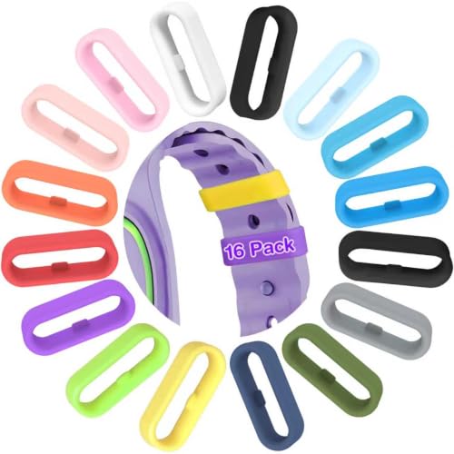 16pcs Multi-Color Band Keeper Magic band locks Silicone Fastener Rings Security Loop/Holder/Clips Compatible with Fitbit Charge/Charge HR/Garmin Vivofit/Disney Magic Bands 1.0/2.0/Magic Bands+ & More