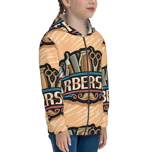 Barbershop Kids Pullover Hoodies Boys Zip Up Sweatshirts Girls Athletic Clothes with Pocket4