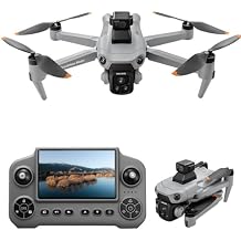 Drone with 8K Camera Drones for Adults,4.5-inch LCD High-definition Large Display Screen Remote Control Quadcopter,3 Batteries, 5G HD Brushless GPS Drone Auto Return, Obstacle Avoidance GREY