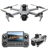 Cyaxzolp Drone with 8K Camera Drones for Adults,4.5-inch LCD High-definition Large Display Screen Remote Control Quadcopter,3 Batteries, 5G HD Brushless GPS Drone Auto Return, Obstacle Avoidance (GREY)